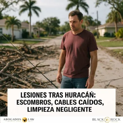 Lesiones tras huracán: escombros, cables caídos y responsabilidad por limpieza negligente en Florida