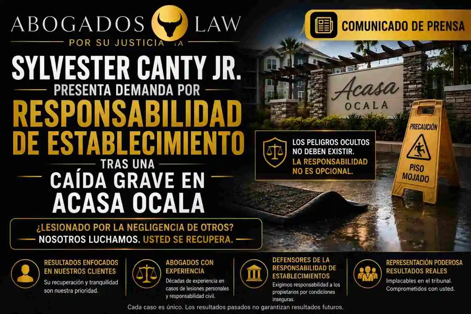 Sylvester Canty Jr. Presenta Demanda por Responsabilidad de Establecimiento Tras Sufrir una Grave Caída en Acasa Ocala